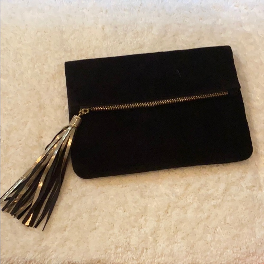 Black velvet Clutch Purse with Tassel